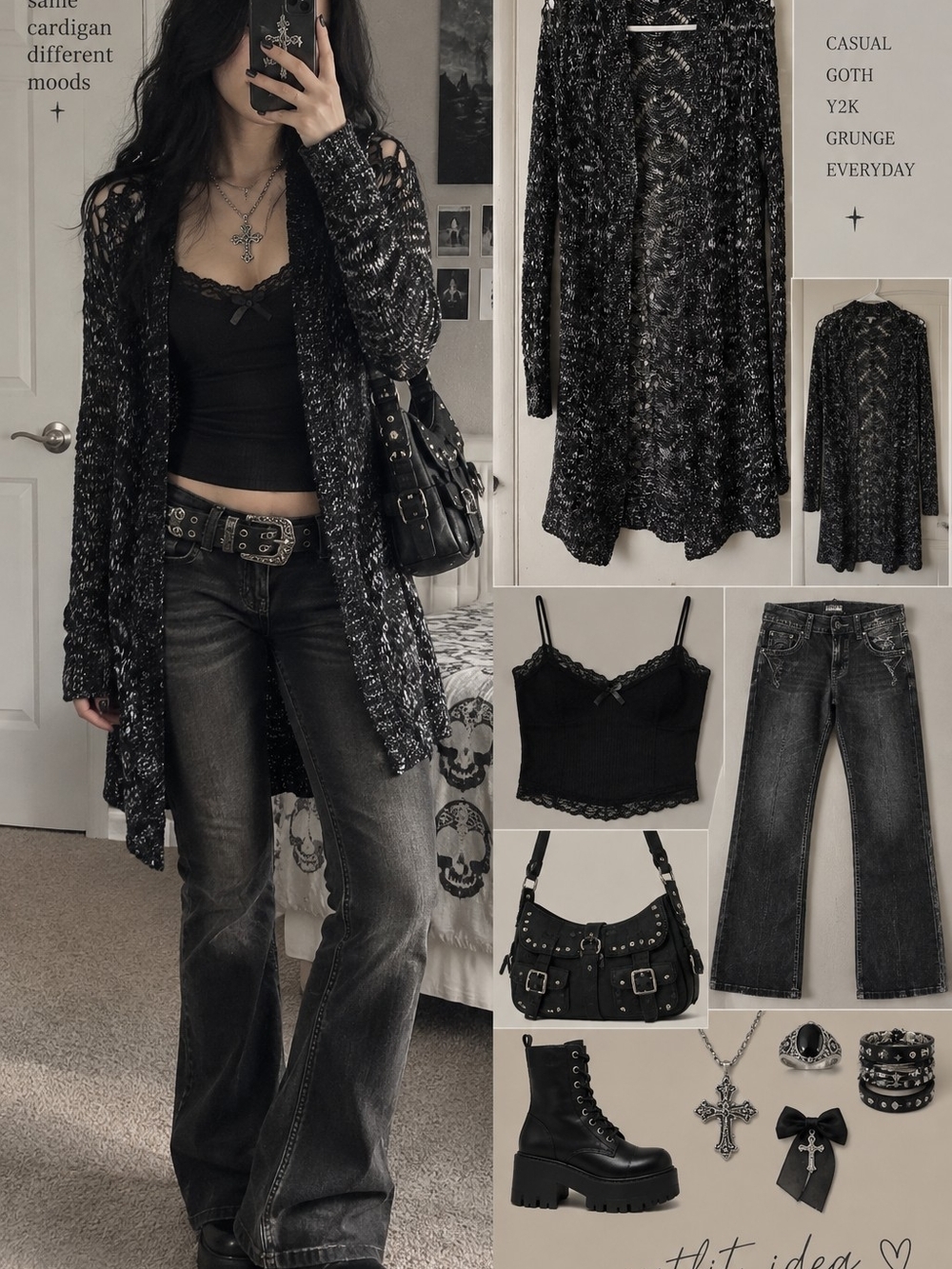 Charlotte Russe Black Marled Boot-Cut Jeans